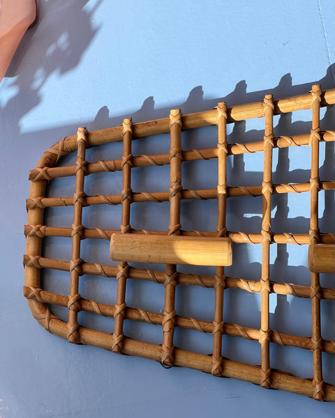 Vintage rattan coat rack