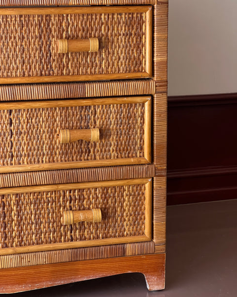 Vintage rattan chest of drawers