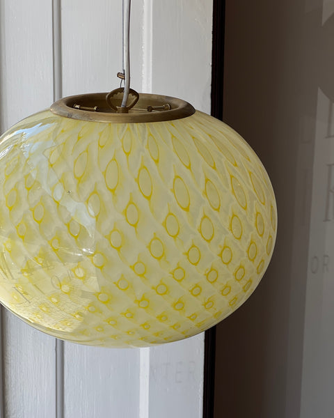 Vintage oval yellow dotted Murano ceiling lamp (D35)