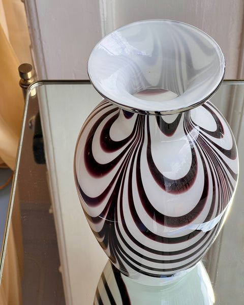 Vintage black/white Murano vase