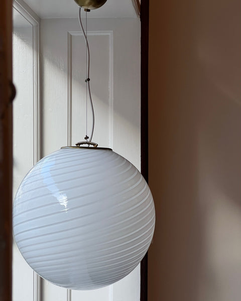 Vintage Murano white swirl ceiling lamp (D40)