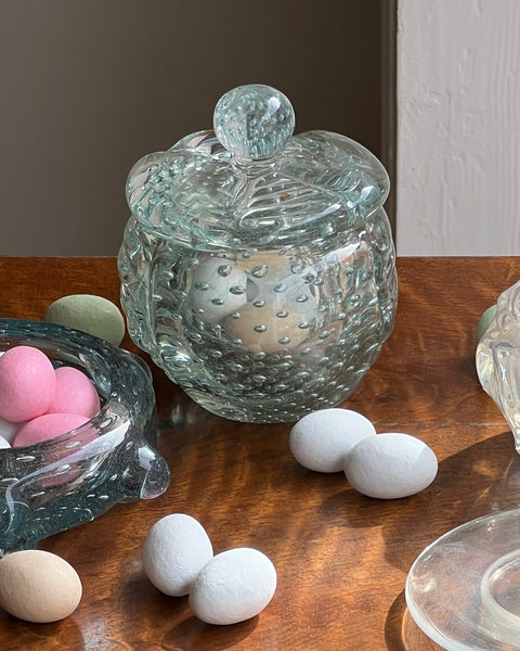 Vintage clear / light blue Murano bonbonniere