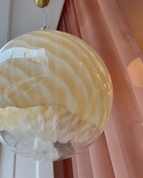 Large vintage golden clear Murano ceiling lamp (D50)