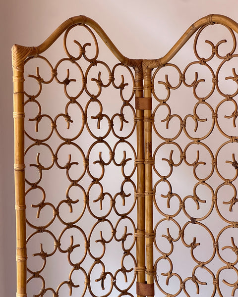Vintage woven rattan room divider screen/paravant