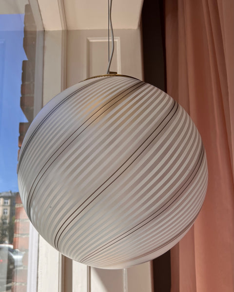 Vintage white/black/blured Murano swirl ceiling lamp (D40)