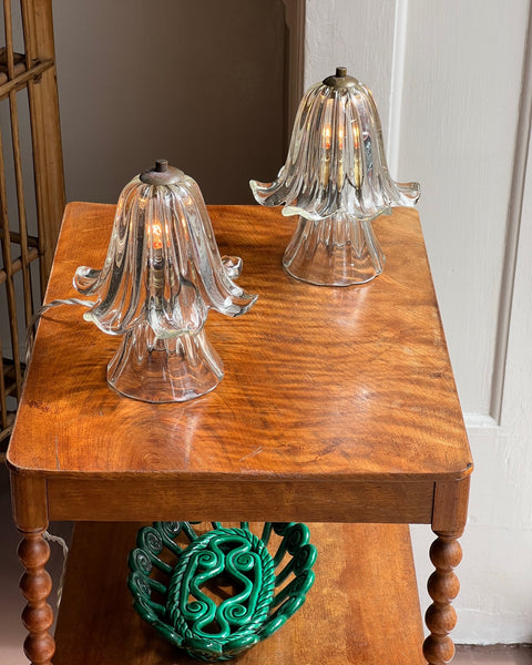 Vintage clear Murano table lamps (Sold as a pair)