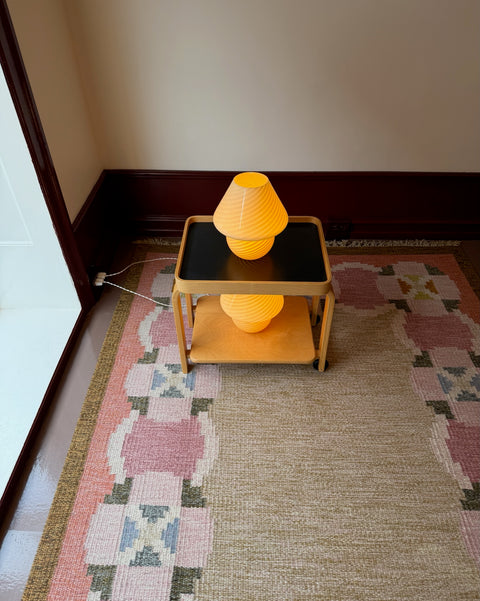 Vintage yellow swirl Murano mushroom table lamp (2 available)