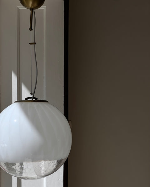 Vintage white clear Murano ceiling lamp (D35)