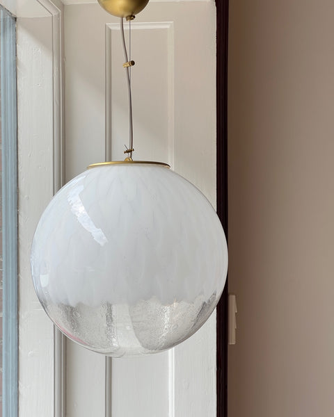 Vintage white clear Murano ceiling lamp (D35)