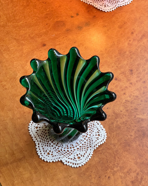 Vintage green Murano vase