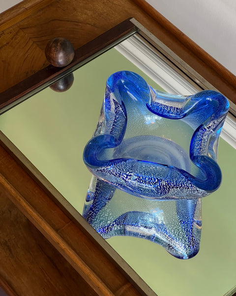 Vintage blue/silver Murano bowl