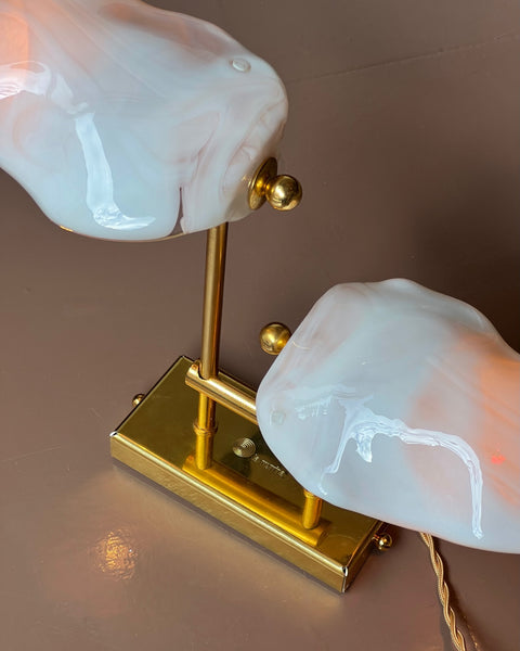 Vintage milky white/pink Murano double wall lamp