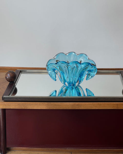 Vintage blue Murano shell bowl