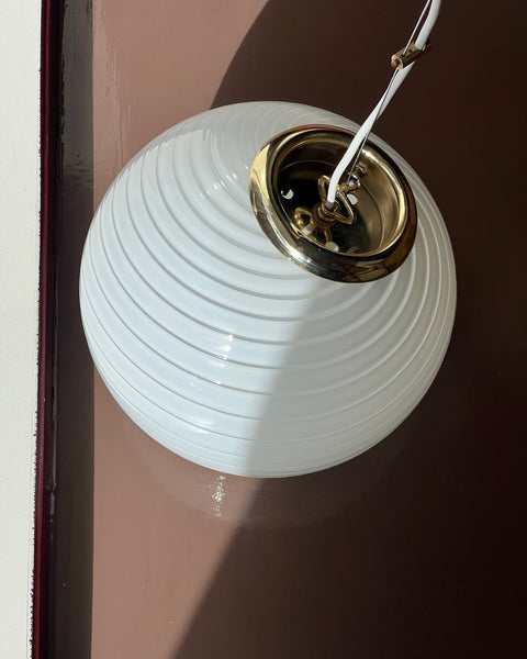 Vintage white swirl Murano ceiling lamp (D30)