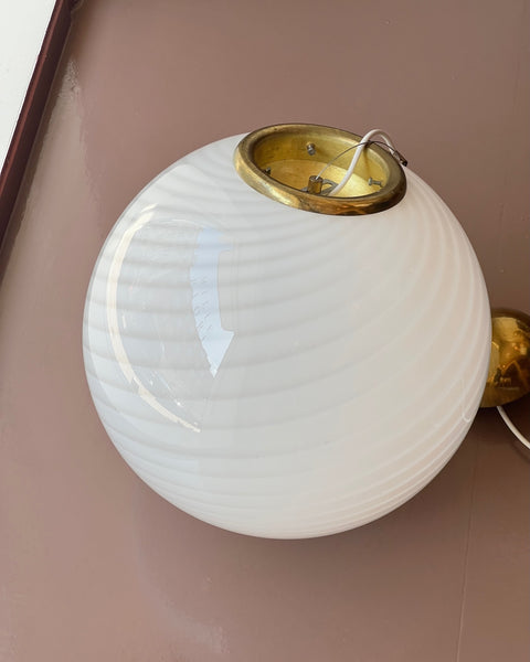 Vintage Murano white swirl ceiling lamp (D40)