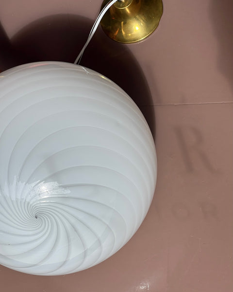 Vintage Murano white swirl ceiling lamp (D35)