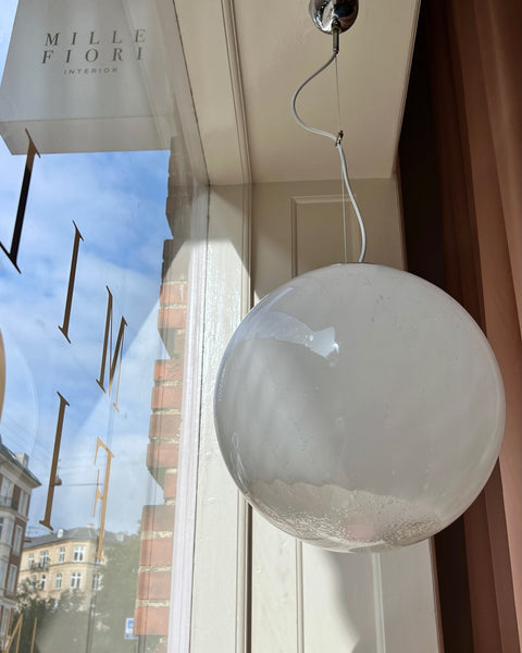 Vintage Murano white/clear Anemone ceiling lamp (D35)