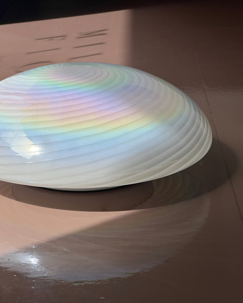 Vintage iridescent white swirl Murano ceiling/wall lamp (D38)