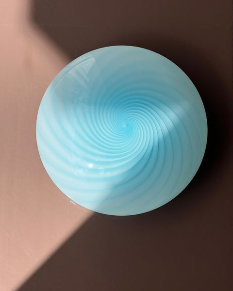 Vintage Murano light blue swirl ceiling/wall lamp (D30)