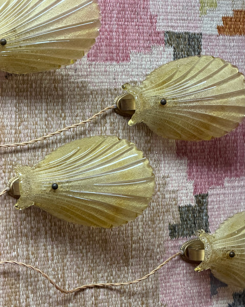 Vintage golden Murano shell wall lamps (4 available)