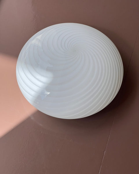 Vintage Murano white swirl ceiling/wall lamp (D36)
