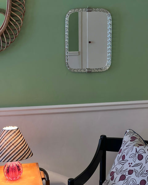 Vintage Italian mirror with twisted clear glass frame