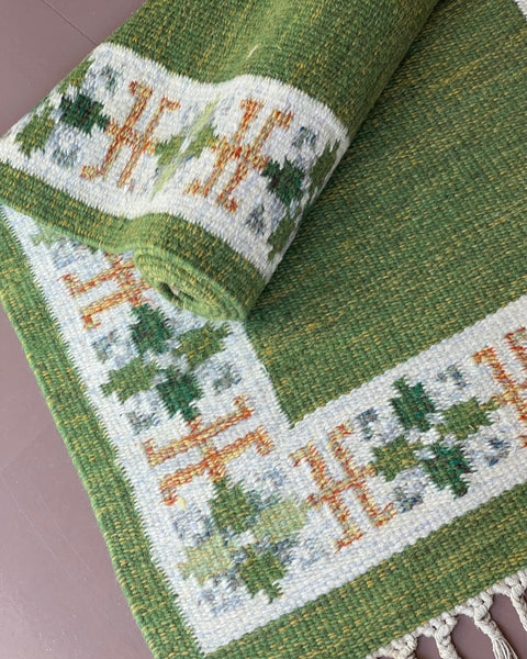 Vintage flat weave rug/runner signed FF