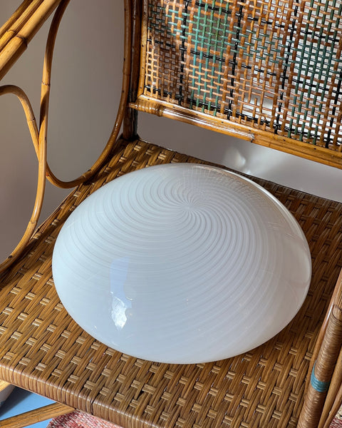 Vintage Murano white swirl ceiling/wall lamp (D35)