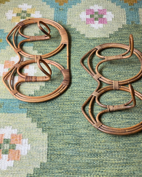 Vintage rattan coat rack