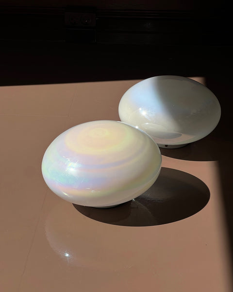 Vintage iridescent/white Murano ceiling/wall lamp (D26) (2 available)
