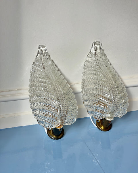 Vintage Murano leaf wall lamp (2 available)