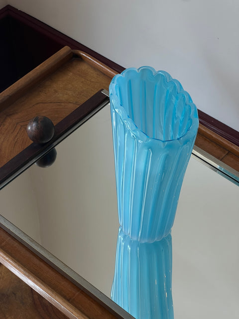 Vintage opal blue Murano vase