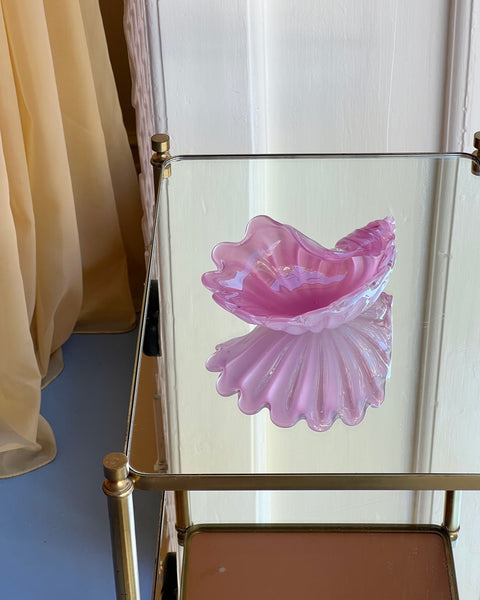 Vintage opal pink Murano shell bowl (1 available)