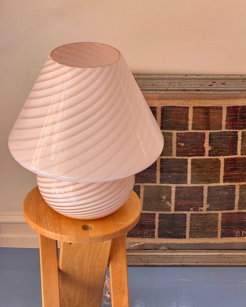 Vintage light pink Murano mushroom table lamp - Large