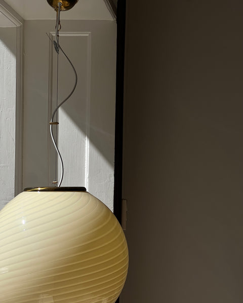 Vintage yellow/cream swirl Murano ceiling lamp (D45)