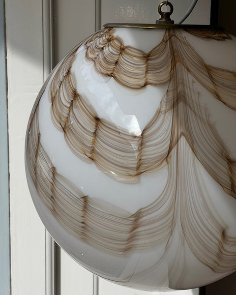 Vintage Murano cream/brown swirl ceiling lamp (D40)