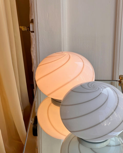 Vintage white round Murano table lamp