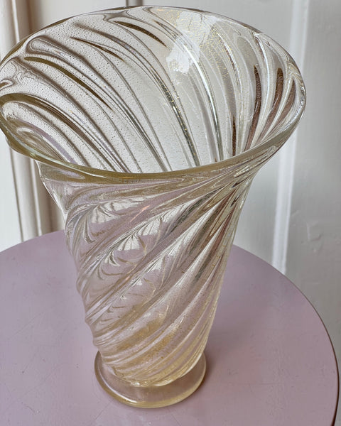 Vintage golden / clear swirl Murano vase