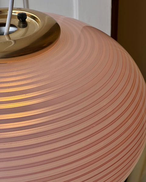 Vintage oval pink / white swirl Murano ceiling lamp (D50)