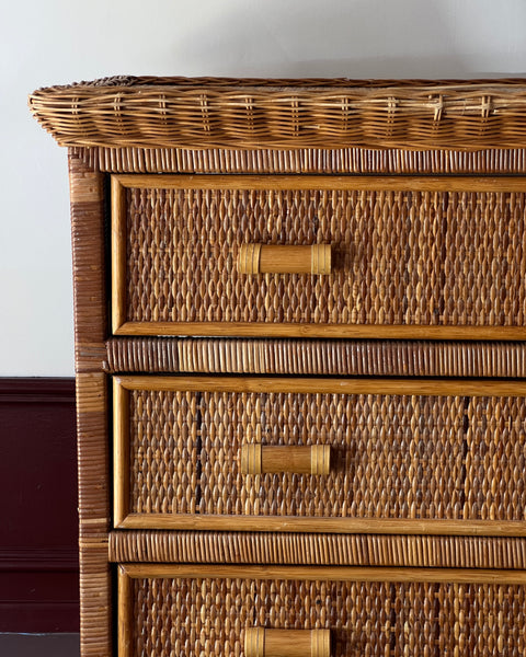 Vintage rattan chest of drawers