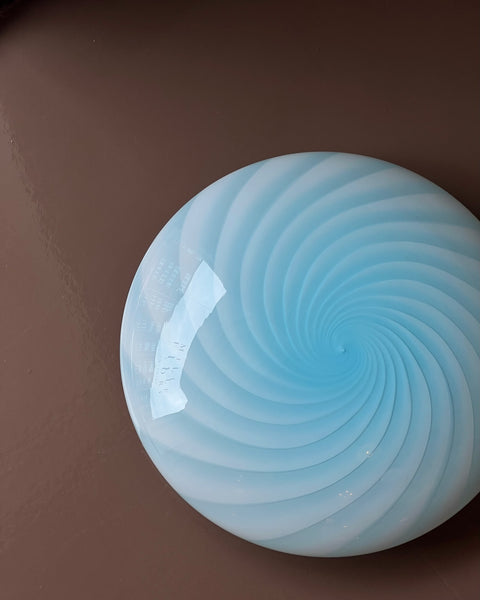 Vintage Murano light blue swirl ceiling/wall lamp (D35)