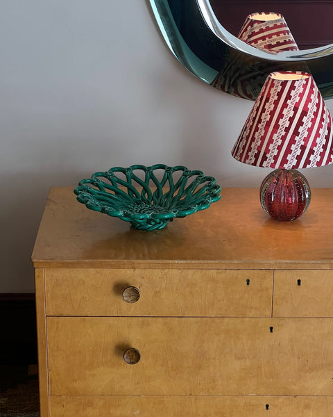 Vintage green ceramic basket