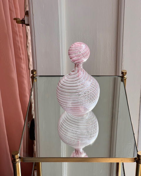 Vintage pink/white Murano swirl carafe