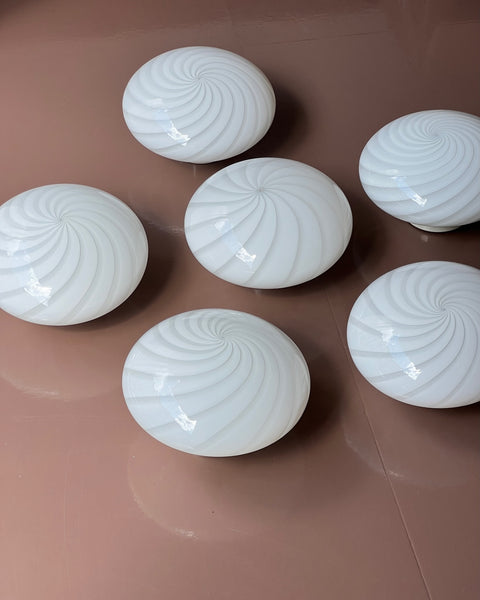 Vintage Murano white swirl ceiling/wall lamp (D24) (5 available)