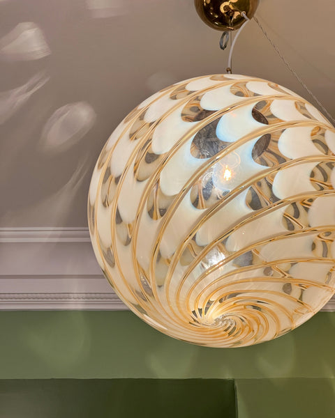 Large vintage golden clear Murano ceiling lamp (D45)