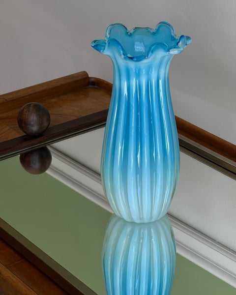 Vintage opal blue Murano vase