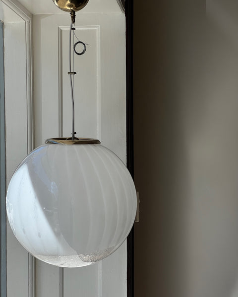 Vintage white clear Murano ceiling lamp (D40)