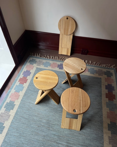Vintage foldable wooden stool/side table