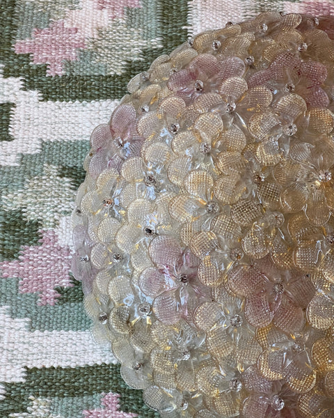 Vintage pink/clear/golden Murano flower ceiling/wall lamp (D46)