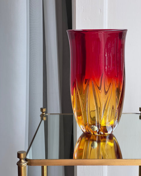 Vintage red / yellow Murano vase